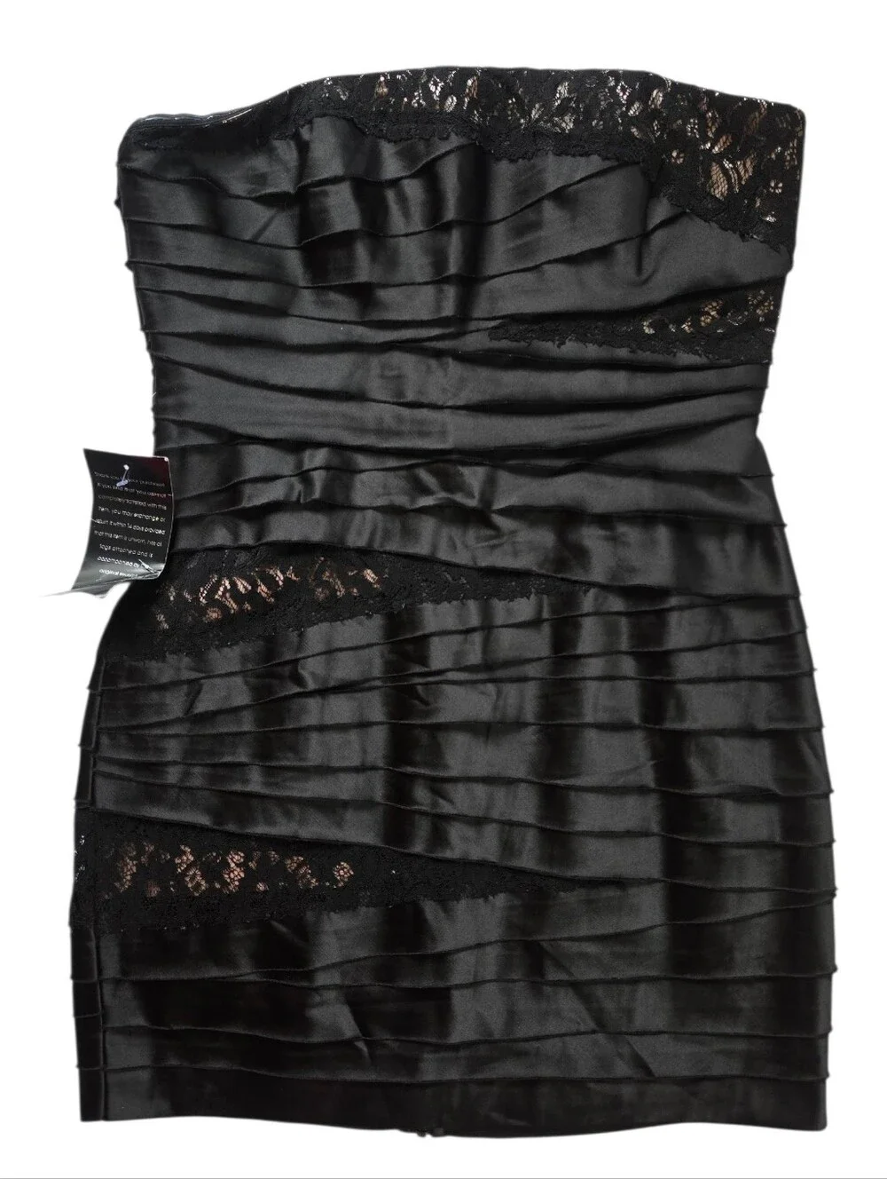 bebe black strapless dress Dresses | Bebe Satin & Lace Tiered Bodycon | Color: Black | Size: L Fitted Bodycon Silhouette Ideal For Nights Out Buy bebe Womens Strapless Tube